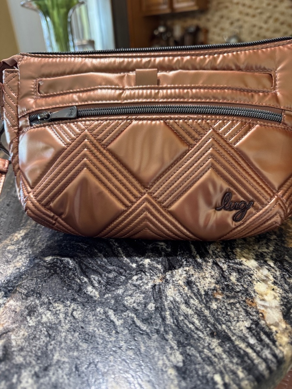 lug Metallic Copper Quilted Crossbody